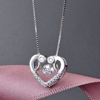 Hollow Heart Inlaid Zircon S925 Silver Necklace Pendant No Chain sku image 1