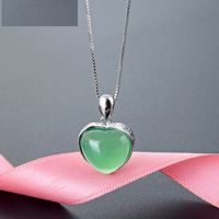 Creative Gemstone S925 Silver Heart Valentine's Day Pendant No Chain sku image 1