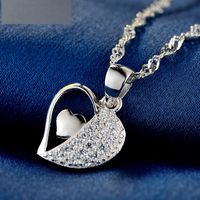 S925 Silver Pendant Fashion Micro-encrusted Zircon Heart Pendant No Chain sku image 1