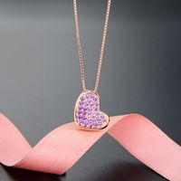 Fashion Contrast Color Heart-shaped Jewelry Zircon S925 Silver Pendant No Chain sku image 1