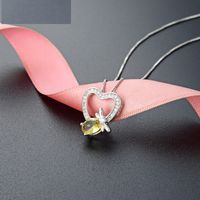 Simple Fashion Yellow S925 Silver Zircon Clavicle Chain Heart-shaped Pendant sku image 1