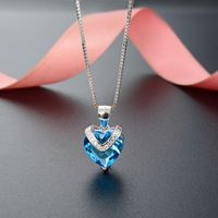 Fashion S925 Silver Zircon Jewelry Fashion Heart-shaped Necklace Pendant No Chain sku image 1