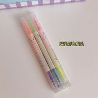 Simple Candy Color Double-headed Highlighter Students Marker Pen sku image 1