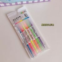 Simple Candy Color Double-headed Highlighter Students Marker Pen sku image 2