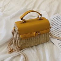 Neue Trendige Messenger Stroh Gewebte Mode Handtasche In Kontrastfarbe sku image 1