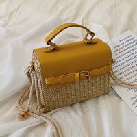 New Trendy Messenger Straw Woven Fashion Contrast Color Handbag sku image 2