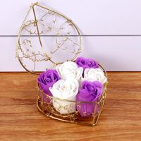 6 Iron Basket Rose Soap Flower Gift Box Valentine's Day Small Gifts sku image 1