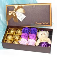 12 Roses Soap Flower Gift Box Plus Bear Valentine&#39;s Day Children&#39;s Day Small Gift Birthday Gift Graduation Gift sku image 4