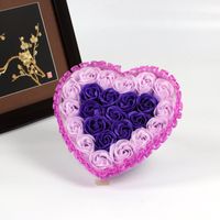 Valentine's Day 24 Heart-shaped Rose Soap Flower Gift Box Birthday Gift sku image 5