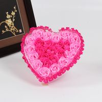 Valentine's Day 24 Heart-shaped Rose Soap Flower Gift Box Birthday Gift sku image 1