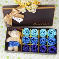 Teacher's Day Small Gifts 12 Roses Soap Flowers And Bears Gift Box sku image 3