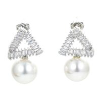 Zircon Triangle Pearl Long Simple Personality Pearl Earrings main image 3