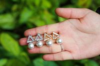 Zircon Triangle Pearl Long Simple Personality Pearl Earrings main image 6