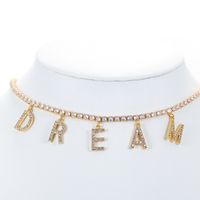 Fashion Large Letter Dream Pendant Necklace Diamond Clavicle Chain main image 3