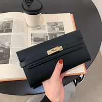New Wallet Lychee Pattern Kelly Bag Long Money Clip Coin Storage Bag Fashion Clutch Bag main image 1