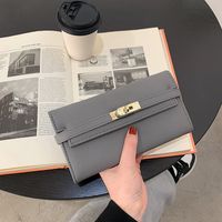 New Wallet Lychee Pattern Kelly Bag Long Money Clip Coin Storage Bag Fashion Clutch Bag main image 4
