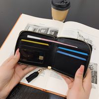 Small Wallet Female Tassel Korean Color Contrast Coin Purse New Short Personalized Wallet main image 5