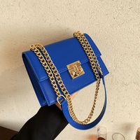 Fashion New Solid Color Lock One-shoulder Square Klein Blue Bag main image 2