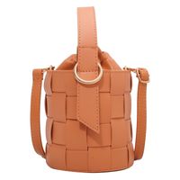Fashion Plaid New Trendy Sense Woven Portable Bucket Shoulder Messenger Bag main image 6