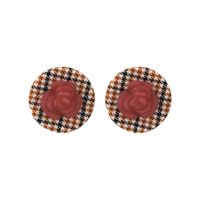 Korean Style Cloth Bag Buckle Earrings Houndstooth Acrylic Flower Earrings Round Earrings main image 6