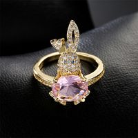 European And American Cute Bunny Shape Ring Opening Copper Rings main image 1
