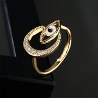 Fashion New Copper Drip Oil Eye Moon Zircon Open Ring main image 3