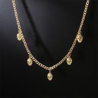 Hip-hop Style Skull Pendant Copper Gold-plated Short Necklace main image 2