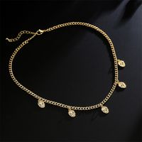 Hip-hop Style Skull Pendant Copper Gold-plated Short Necklace main image 3