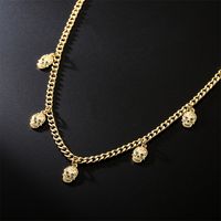 Hip-hop Style Skull Pendant Copper Gold-plated Short Necklace main image 4