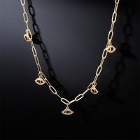 New Copper Gold-plated Devil's Eye Small Pendant Necklace main image 1