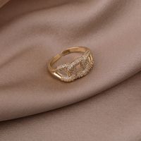 Fashion Geometric Zircon Ring Open Copper Ring main image 3