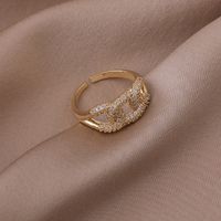 Fashion Geometric Zircon Ring Open Copper Ring main image 5