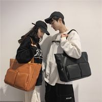 Fashion Single Shoulder Bag Men's Computer Bag Solid Color Large Capacity Pu Tote Bag main image 3