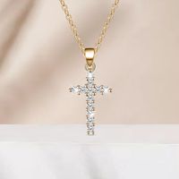 Tide Fashion Cross Pendant Necklace Lady Retro Sweet Clavicle Chain main image 1