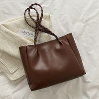 2022 New Retro Solid Color Shoulder Tote Bag sku image 3