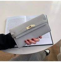 New Wallet Lychee Pattern Kelly Bag Long Money Clip Coin Storage Bag Fashion Clutch Bag sku image 4