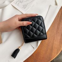 Small Wallet Female Tassel Korean Color Contrast Coin Purse New Short Personalized Wallet sku image 2