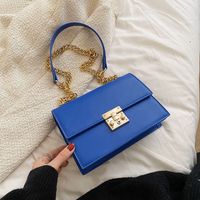 Fashion New Solid Color Lock One-shoulder Square Klein Blue Bag sku image 3