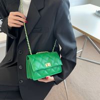 New Fashion Lock Solid Color Lingge Women's Shoulder Square Bag sku image 1