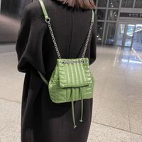 Fashion Geometric Solid Color Backpack Soft Leather Backpack sku image 1