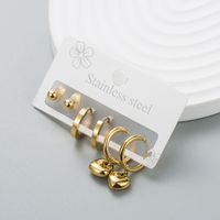 Fashion Hip-hop Style Love-shaped Titanium Steel Earring Combination Set sku image 1