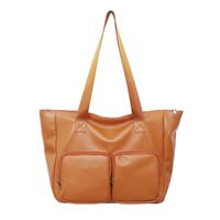 Fashion Single Shoulder Bag Men's Computer Bag Solid Color Large Capacity Pu Tote Bag sku image 3