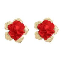 Chinese New Year Fabric Flower Festive Ethnic Tassel Earrings sku image 2