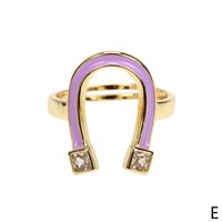 European And American Inlaid Zircon U-shaped Open Ring Copper Drip Oil Ring Wholesale sku image 5