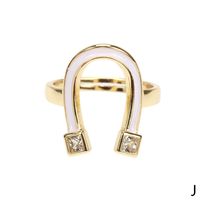 European And American Inlaid Zircon U-shaped Open Ring Copper Drip Oil Ring Wholesale sku image 10