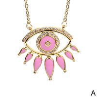 Devil's Eye Pendant Copper Drop Oil Necklace Female Simple Clavicle Chain sku image 3