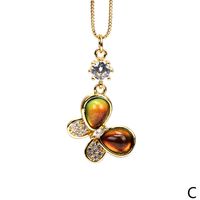 Zircon Butterfly Pendant Crystal Simple Sweater Collarbone Chain Necklace sku image 3