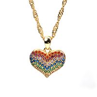 Copper Diamond Love Necklace Copper Pendant Water Wave Chain sku image 1