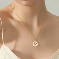 Creative Personality Disc Collarbone Chain Luxury Pendant Necklace sku image 1