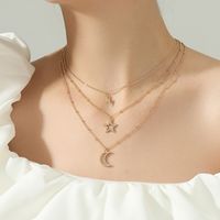 Fashion Simple Layered Star Moon Lightning Necklace French Clavicle Chain sku image 1
